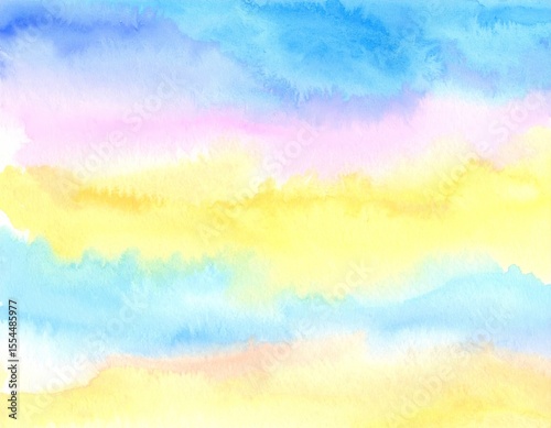 Vibrant yellow and calming blue watercolor background, a seamless blend of abstract hues