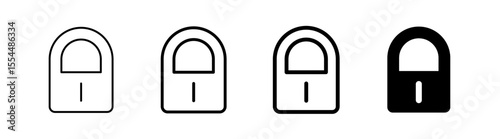 Collection of web icons depicting open and closed padlocks for security and privacy applications. Flat Black and Outline Style.