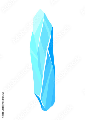 Crystal of ice, iceberg broken piece of ice, icicle, cold frozen block ice mountain, winter landscape for game design cartoon vector illustration