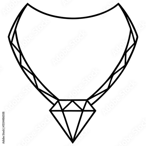 Diamond Necklace line art vector
