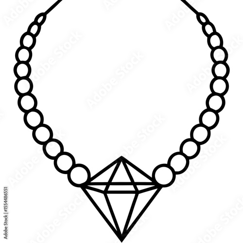 Diamond Necklace line art vector
