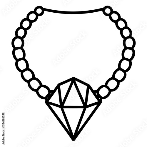 Diamond Necklace line art vector