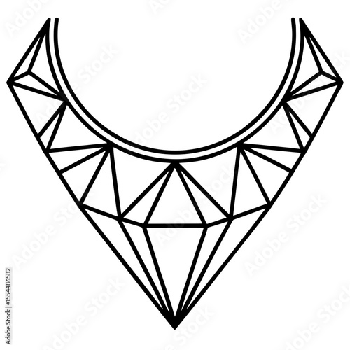 Diamond Necklace line art vector