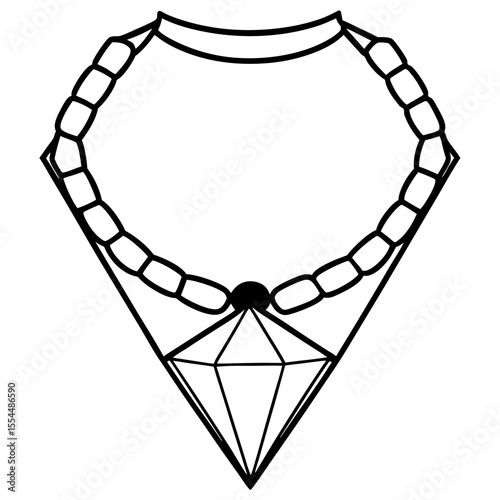 Diamond Necklace line art vector