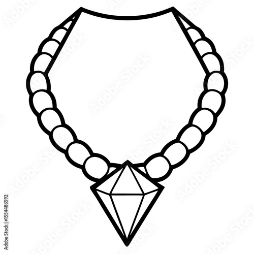 Diamond Necklace line art vector