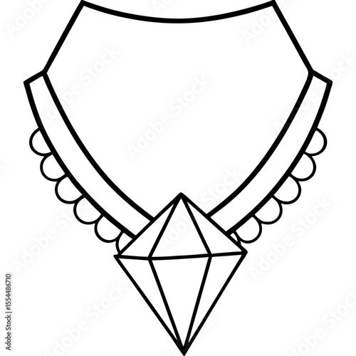 Diamond Necklace line art vector