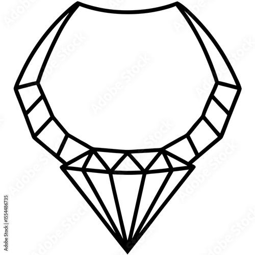 Diamond Necklace line art vector