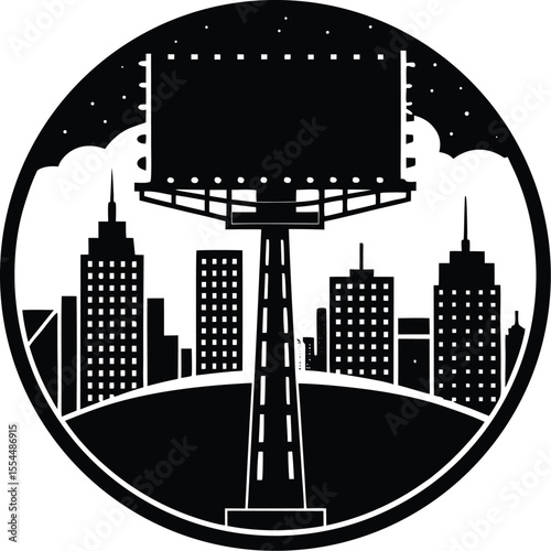Silhouette of a City Billboard Tower