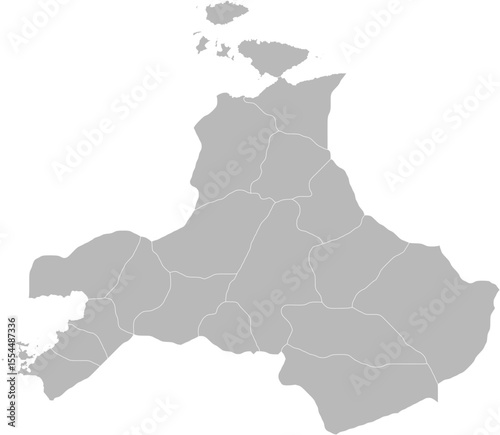 Balikesir, Turkey – administrative vector map with district boundaries (Web Mercator projection, PPT-compatible & fully editable)