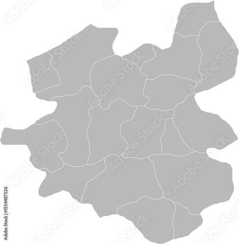 Erzurum, Turkey – administrative vector map with district boundaries (Web Mercator projection, PPT-compatible & fully editable)