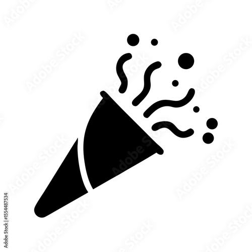Confetti popper black silhouette icon

