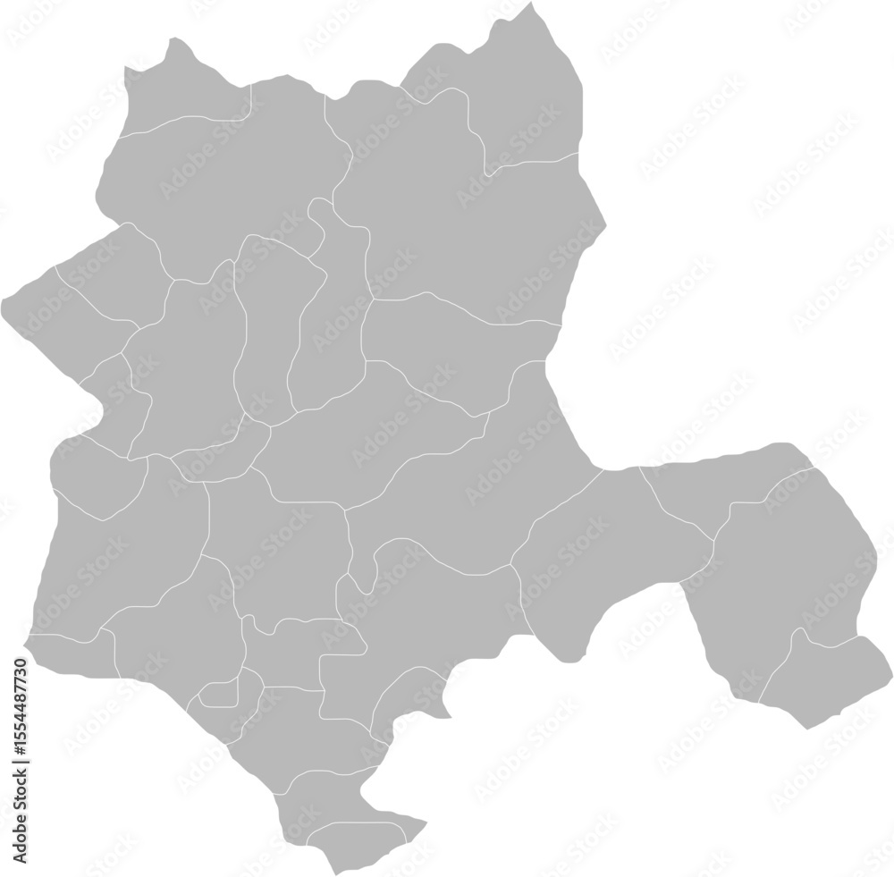 Obraz premium Konya, Turkey – administrative vector map with district boundaries (Web Mercator projection, PPT-compatible & fully editable)