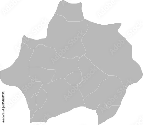 Kutahya, Turkey – administrative vector map with district boundaries (Web Mercator projection, PPT-compatible & fully editable)