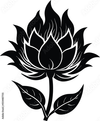 Silhouette of a Flower Blooming into Flame