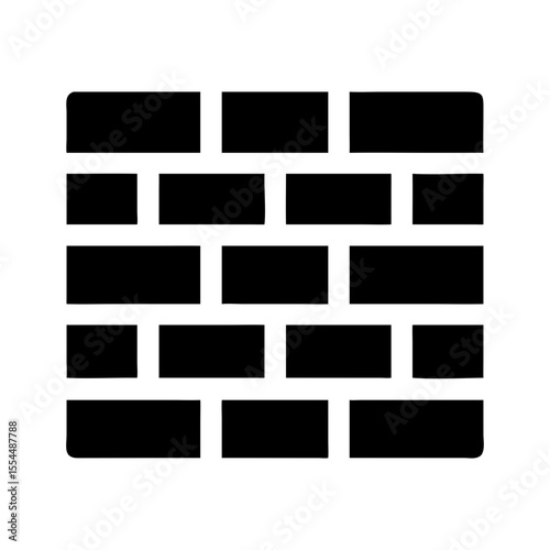Square brick wall black silhouette icon

