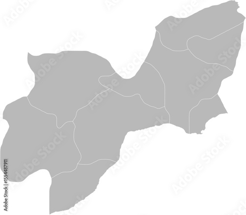 Tekirdag, Turkey – administrative vector map with district boundaries (Web Mercator projection, PPT-compatible & fully editable)