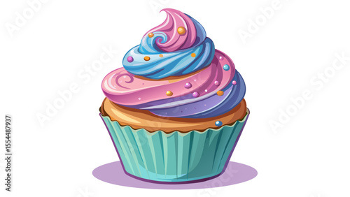 cupcake, frosting, swirl, sprinkles, pastel, sweet, dessert, baking, sugar, artistic, soft shadows, semi-realistic, close-up, tasty, decoration, treat, vanilla, birthday, icing, soft light, colorful, 