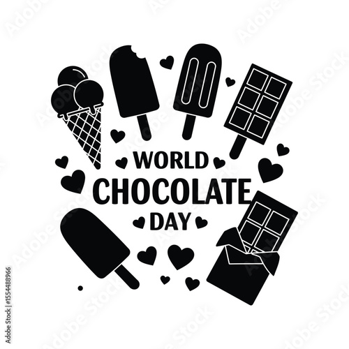 World Chocolate Day Ice Cream Chocolate Bars Popsicles Hearts