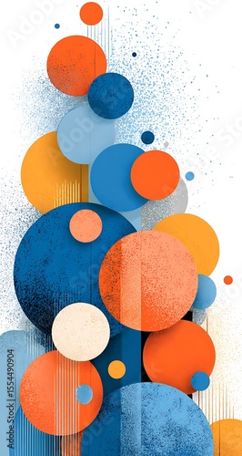 Abstract Background with Overlapping Blue Orange Peach Circles Textured Design image