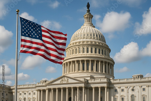 United states capitol building washington dc american flag