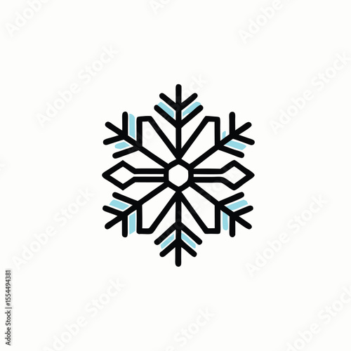 Glitter blue snowflake Sketch Hand drawn single line art use for logo poster