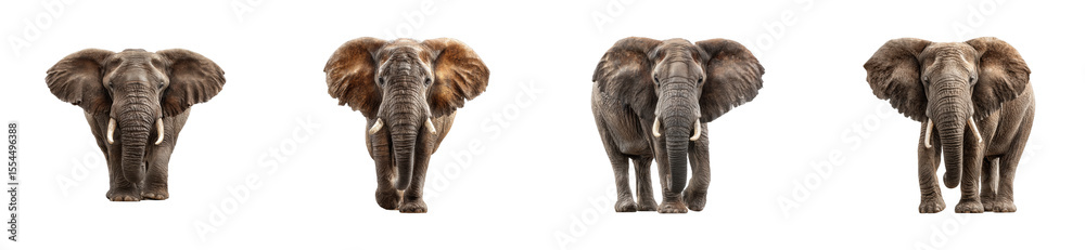 Obraz premium Majestic elephants walking together wildlife sanctuary animal natural habitat front conservation awareness cut out set png