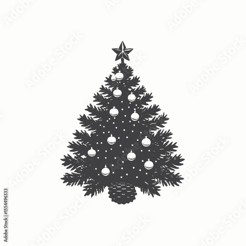 Christmas tree on white background. 3d render. Realistic green isolated Christmas tree on a transparent white background