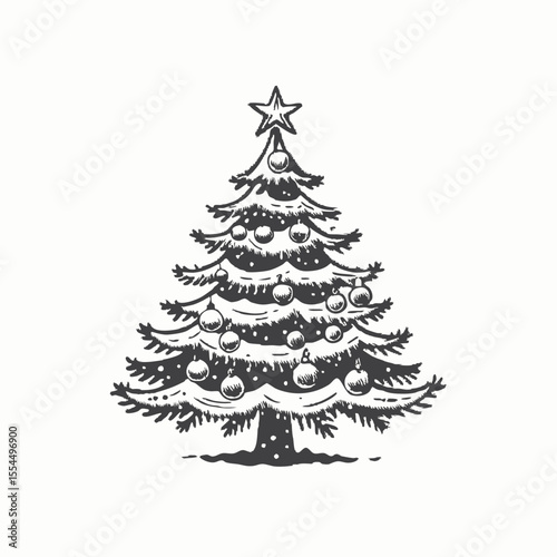 Christmas tree on white background. 3d render. Realistic green isolated Christmas tree on a transparent white background