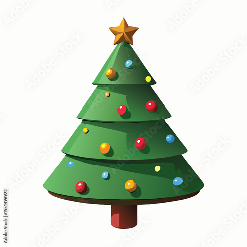 Christmas tree isolated on a grey background. 3d rendering isolated on transparent background