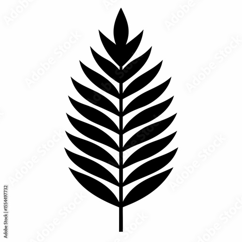 Stylized black fern frond or palm leaf silhouette on a white background