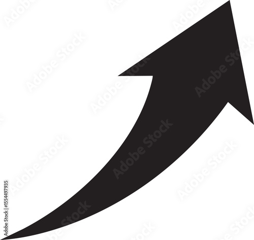 Minimalist Curved Upward Arrow Vector for Data Rise