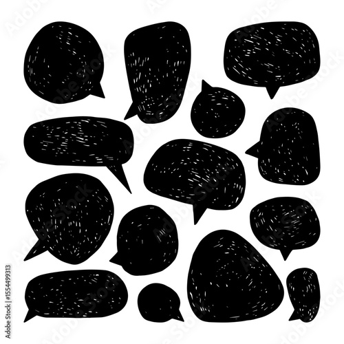 Speech bubbles silhouettes big bundle doodle vector thought bubble cliparts for posters social networks promotions marketing companies and infographics