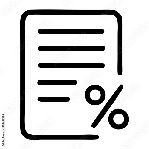 Handdrawn Outline Document Percentage Icon With Line Style Illustration