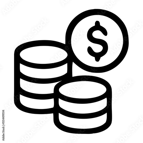 Minimalist Line Art Stacked Coin Currency Wealth Simple Icon