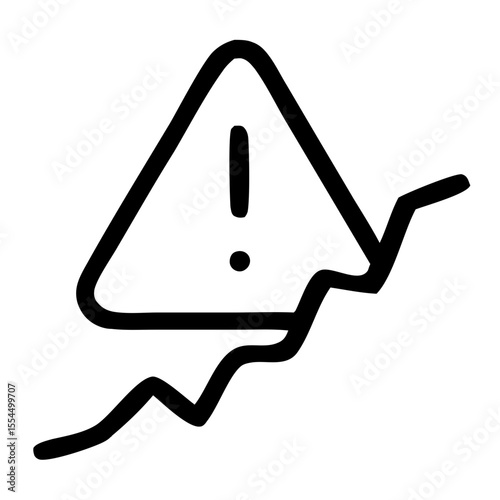 Simple Line Drawing Danger Sign with Crack Risk and Warning Icon