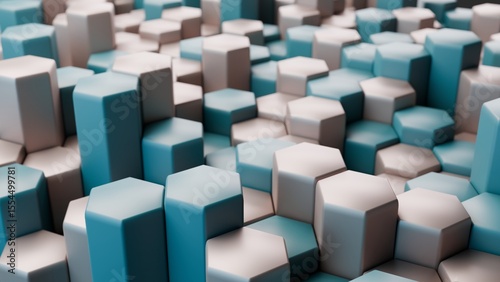 Abstract 3D Hexagon with Digital Technology Concept