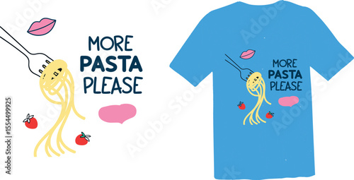 "More Pasta Please" Retro Bowl of Tomatoes T-Shirt Design