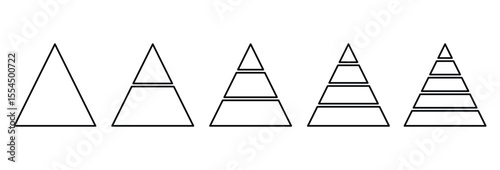 Levels of triangular pyramid line icon. Maslow layer diagram. Triangle pyramid chart. designed for business presentations, charts, educational materials. vector illustration.