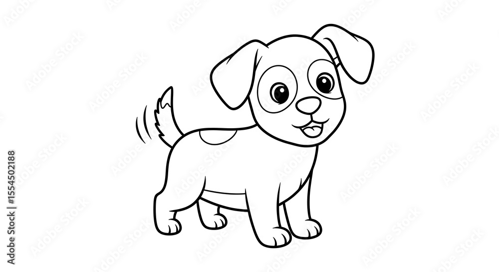 Fototapeta premium Cute cartoon puppy with wagging tail isolated on transparent background