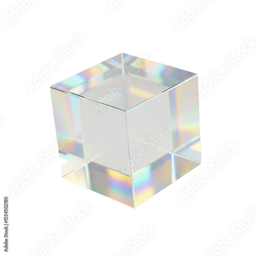 Holographic Cube Abstract Geometric Prism with Rainbow Reflections