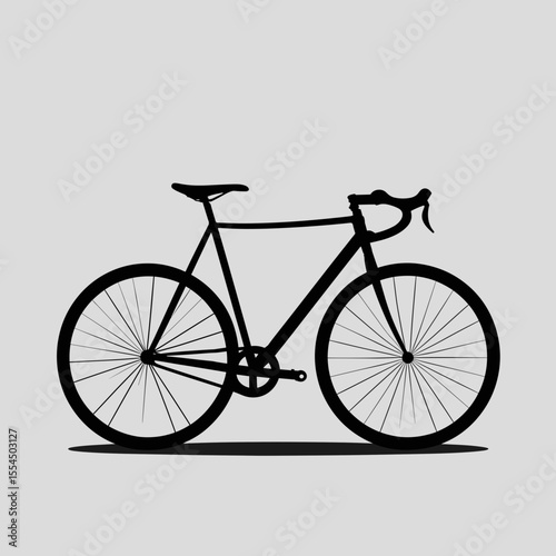 Stylized bicycle silhouette in black on grey background for design concept