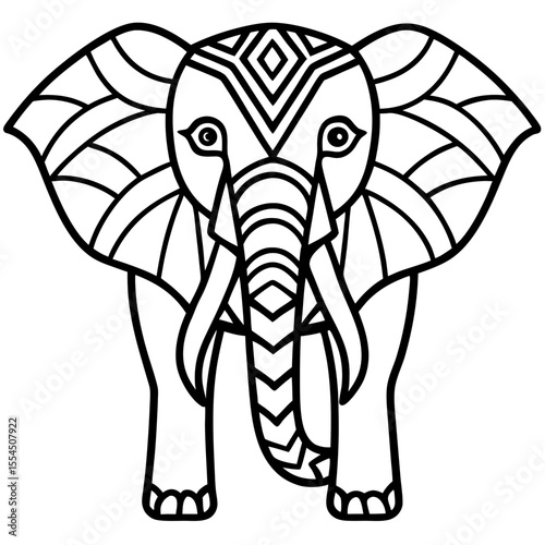Mandala Elephant Line Art line art vector