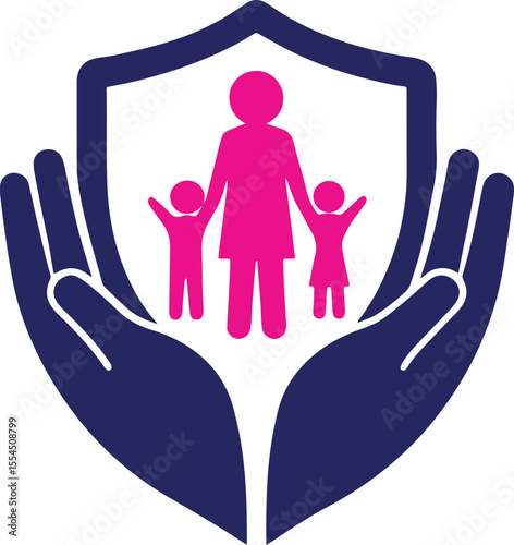 Family Protection Icon – Security, Hands, Shield, Safety, Parents, Insurance