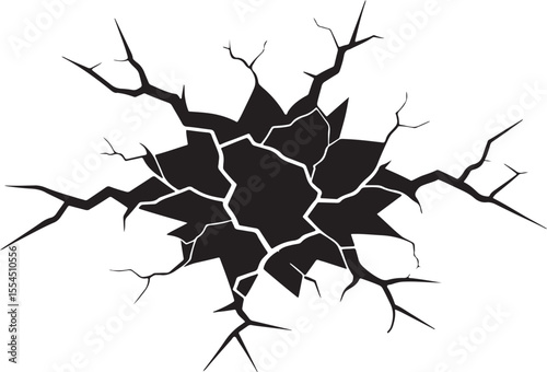  Cracked Ground Vector, Earth Break Illustration, Disaster Fracture Clipart, Nature Damage Symbol, Earthquake Concept Art, Transparent Background