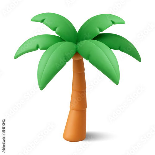 3d palm tree icon, isolated on white background. 3d coconut tree symbol in vector illustration. Vector illustration