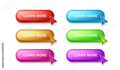 Set color cursor button, link tap, event web element. Vector illustration