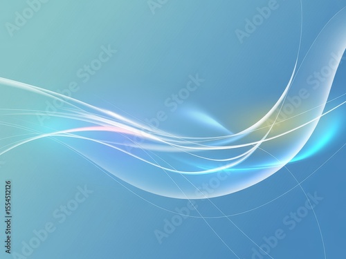 Abstract Blue Background with Glowing White Waves cyan