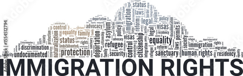 Immigration Rights word cloud conceptual design isolated on white background.
