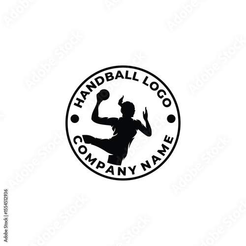 Silhouette of handball player logo design template