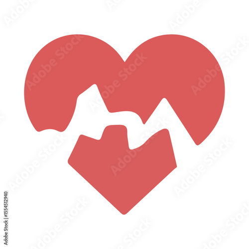 Broken Heart Icon with Crack – Red Emotional Symbol of Heartbreak